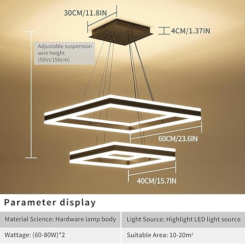 Miniatura 2 de Candelabro LED moderno, lámpara de techo negra de 2 luces Pro para comedor, lámparas colgantes de temperatura de color y altura ajustables para sala