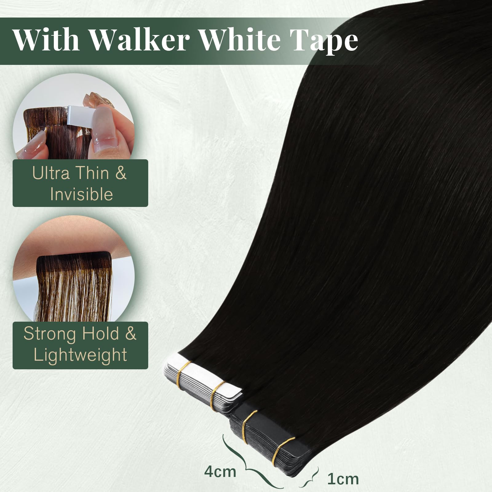 Ugeat Przedłużanie Włosów Taśma, Włosy Ludzkie, Ciemny Brąz, 60 cm 20 sztuk 50g, Przedłużanie Włosów Tape in, Brąz, Remy Naturalne Proste