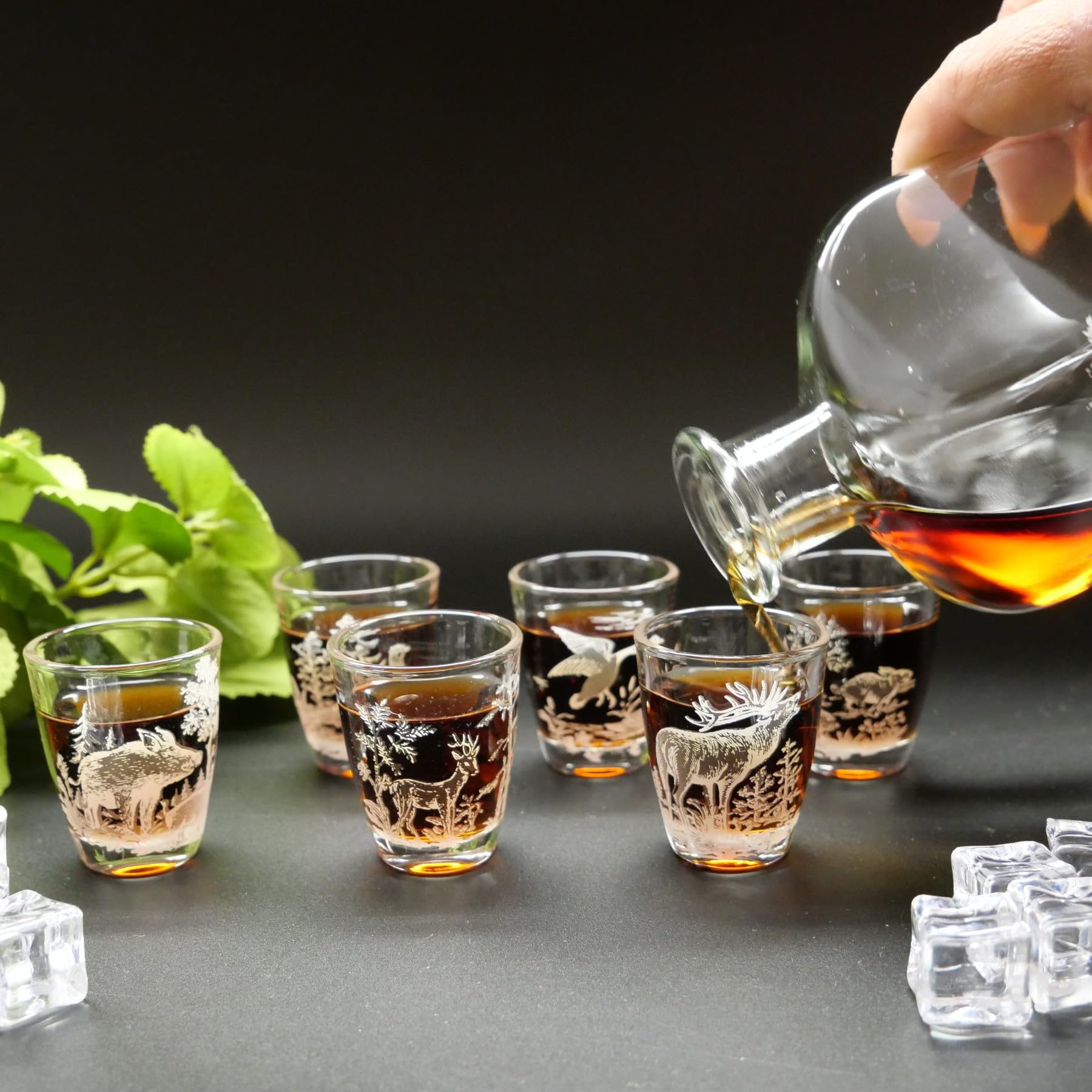 GTK - Geweihe & Trophäen KRUMHOLZ Lot de 6 verres à liqueur courts avec motif chasse 2cl