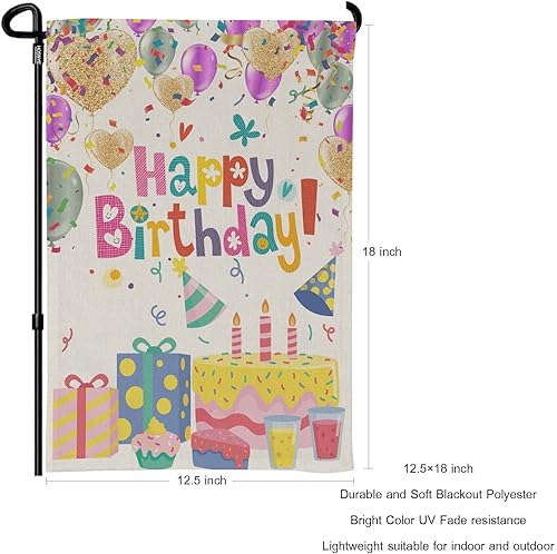 Miniatura 2 de HOSNYE Banderas de jardín de feliz cumpleaños, banderas de jardín de doble cara, banderas de jardín de 12 x 18 pulgadas para decoración de patio al