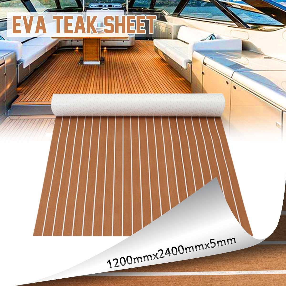 Suelo para Barcos,Yate Decking Suelo Autoadhesivo Eva Espuma de Teca Hoja Marina Barco yate Plataforma sintética tapete de Espuma Resistente al Agua de mar/Grasa/ácido 120x240cm