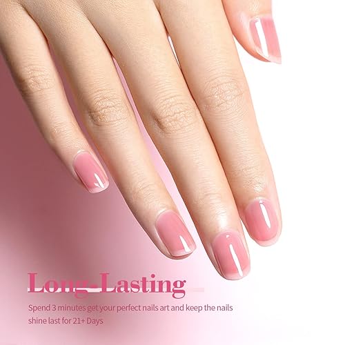 Miniatura 3 de RARJSM Esmalte de uñas de gel color rosa claro, transparente, saludable, color rosa intenso, esmalte de uñas en gel color nude transparente, esmalte