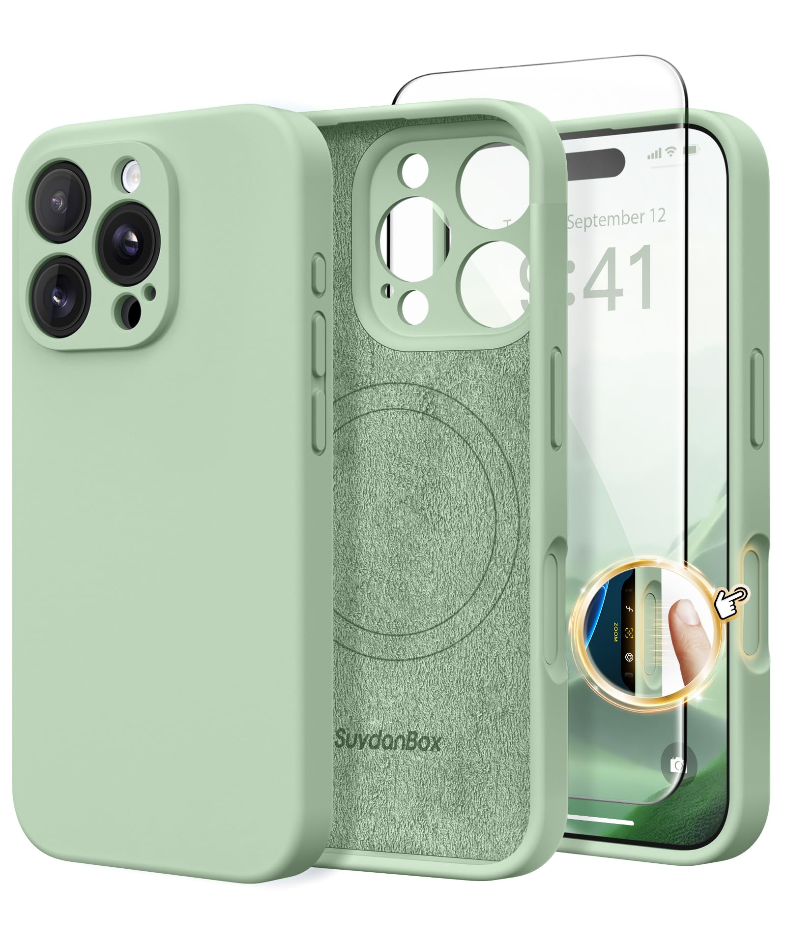 Magnetic for iPhone 16 Pro Max Case Silicone Light Cyan