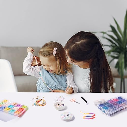 Miniatura 3 de Bestewelry Juego de 8087 piezas de cuentas de arcilla para hacer pulseras, cuentas planas de arcilla con arcilla polimérica, cuentas Heishi, cuentas