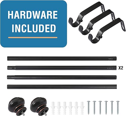 Miniatura 133 de H.VERSAILTEX - Cortinero para ventana ajustable y decorativo de 3/4 pulgadas de diámetro, para una sola ventana, con remates clásicos