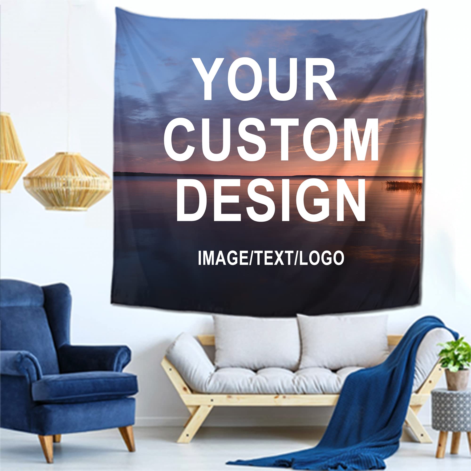 Mraxovid Custom Tapestry Upload Images Banners and Signs Customize for Wedding, Birthday, Father's Day, Mother's Day, Bedroom Aesthetic - 59 x 59 in โ image 1