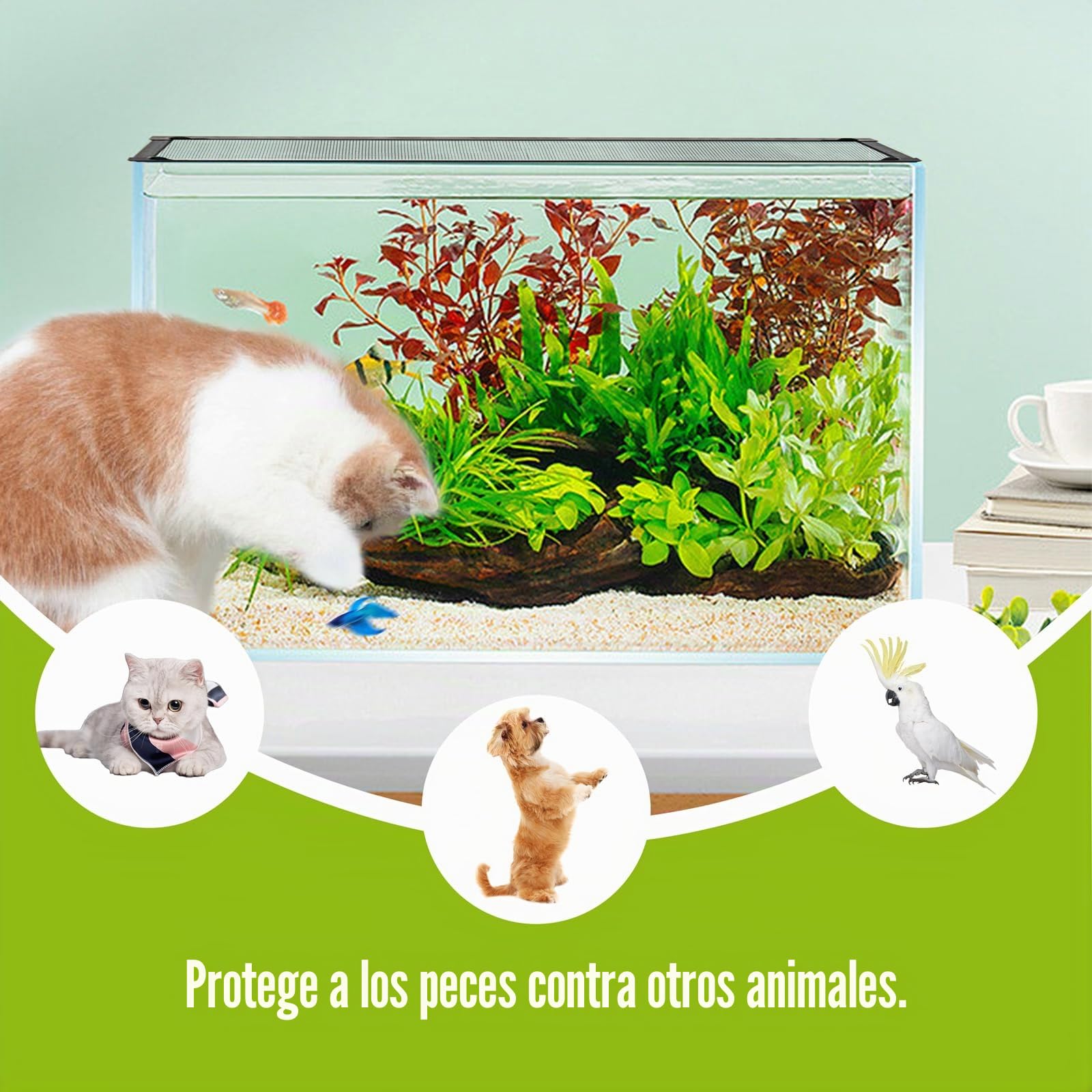 Magnetic Aquarium Anti-Jumping Net Cover Red magnética para Acuario Cubierta de Malla de Atracción Magnética Protege a los Peces Que saltan del Acuario