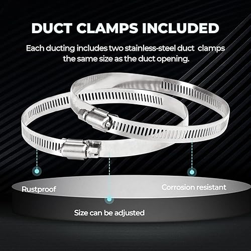 Miniatura 7 de iPower Ventilador en línea de 195 CFM de 4 pulgadas y filtro de carbono de aire, combo de conductos de 8 pies para ventilación de tienda de cultivo,