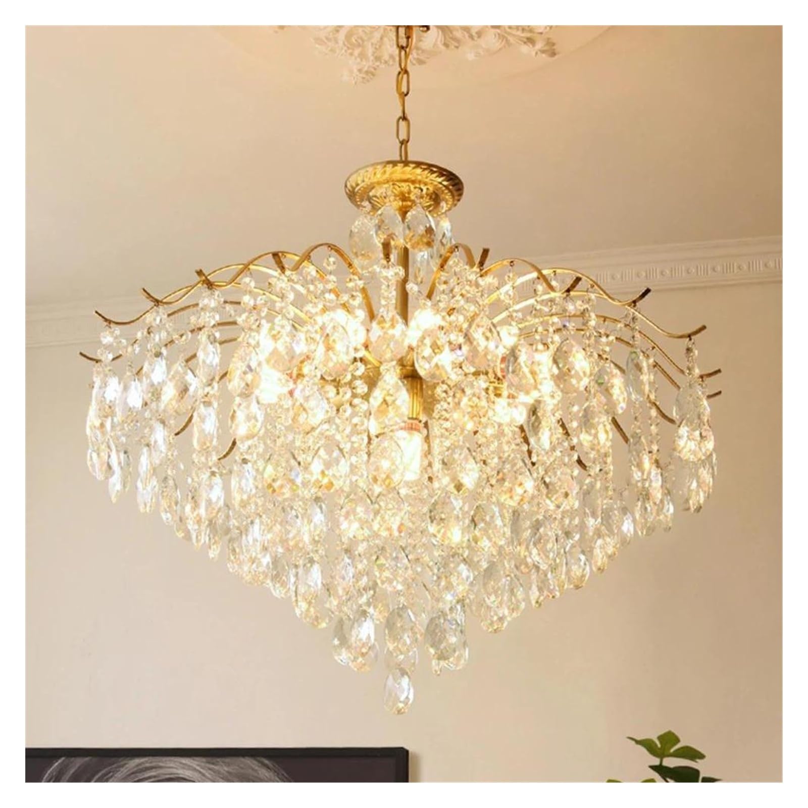 Genérico Lámparas LED francesas de cristal for dormitorio, estudio y comedor. Lámpara techo altura regulable(DD40CM)
