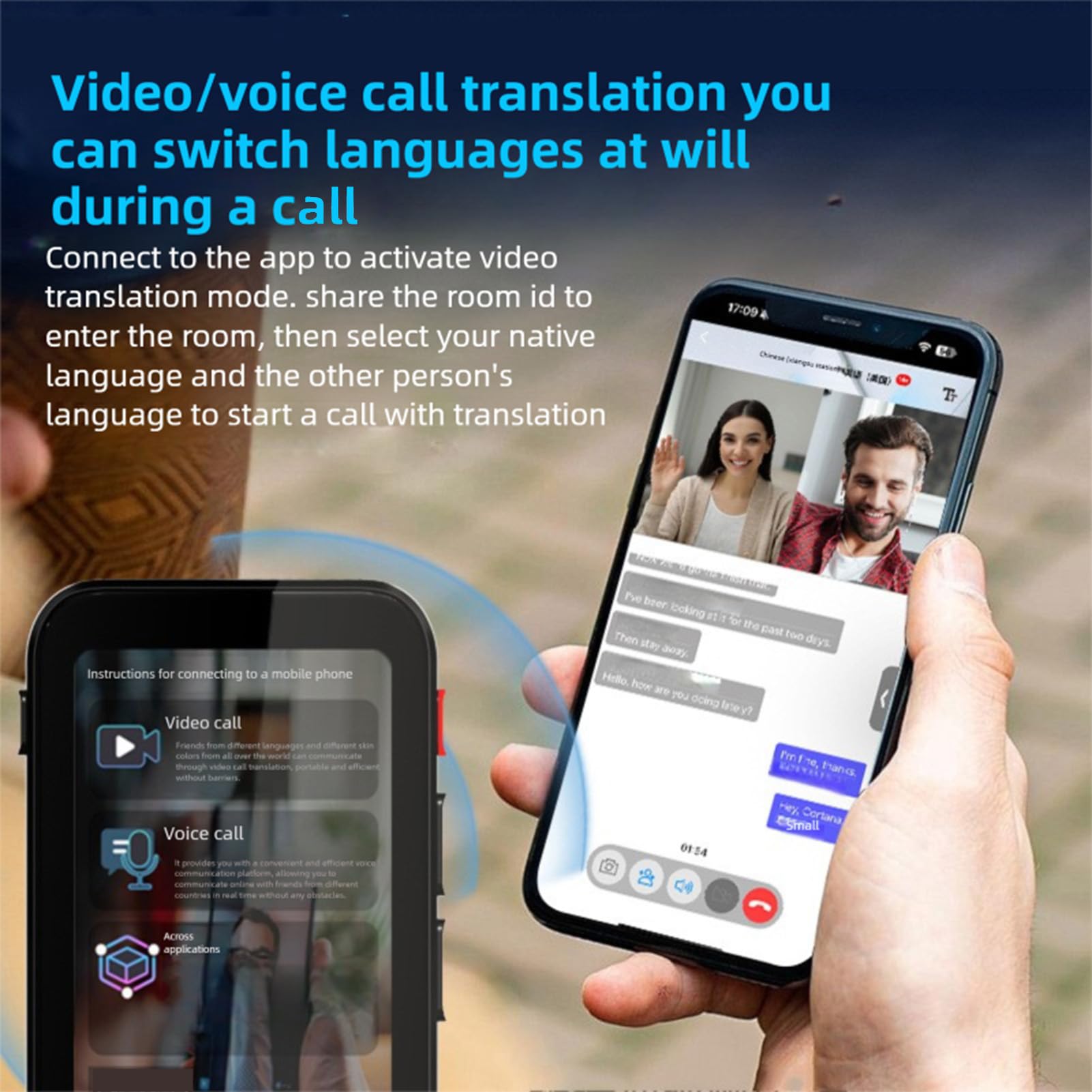 Zunate Dispositivo Traductor AI Portátil 142 Idiomas Comunicación de Voz Bidireccional para Uso Diario Ligero Negro