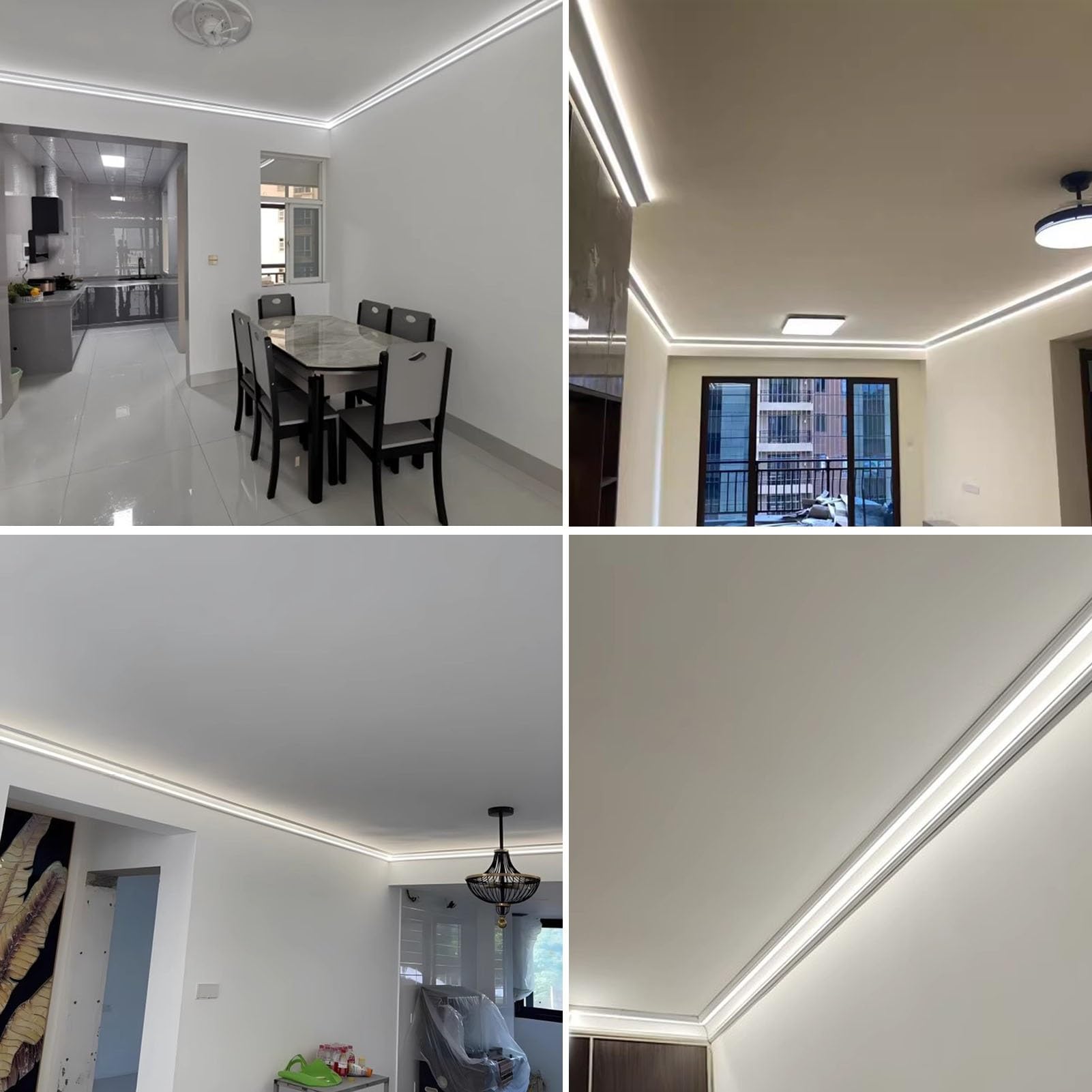 Listwa kanałowa LED, biała, aluminiowa, pośrednia listwa oświetleniowa, do korytarza, salonu, sypialni, listwy przypodłogowej LED, dekoracja sufitowa (1 sztuka, 1 m/3,3 stopy)