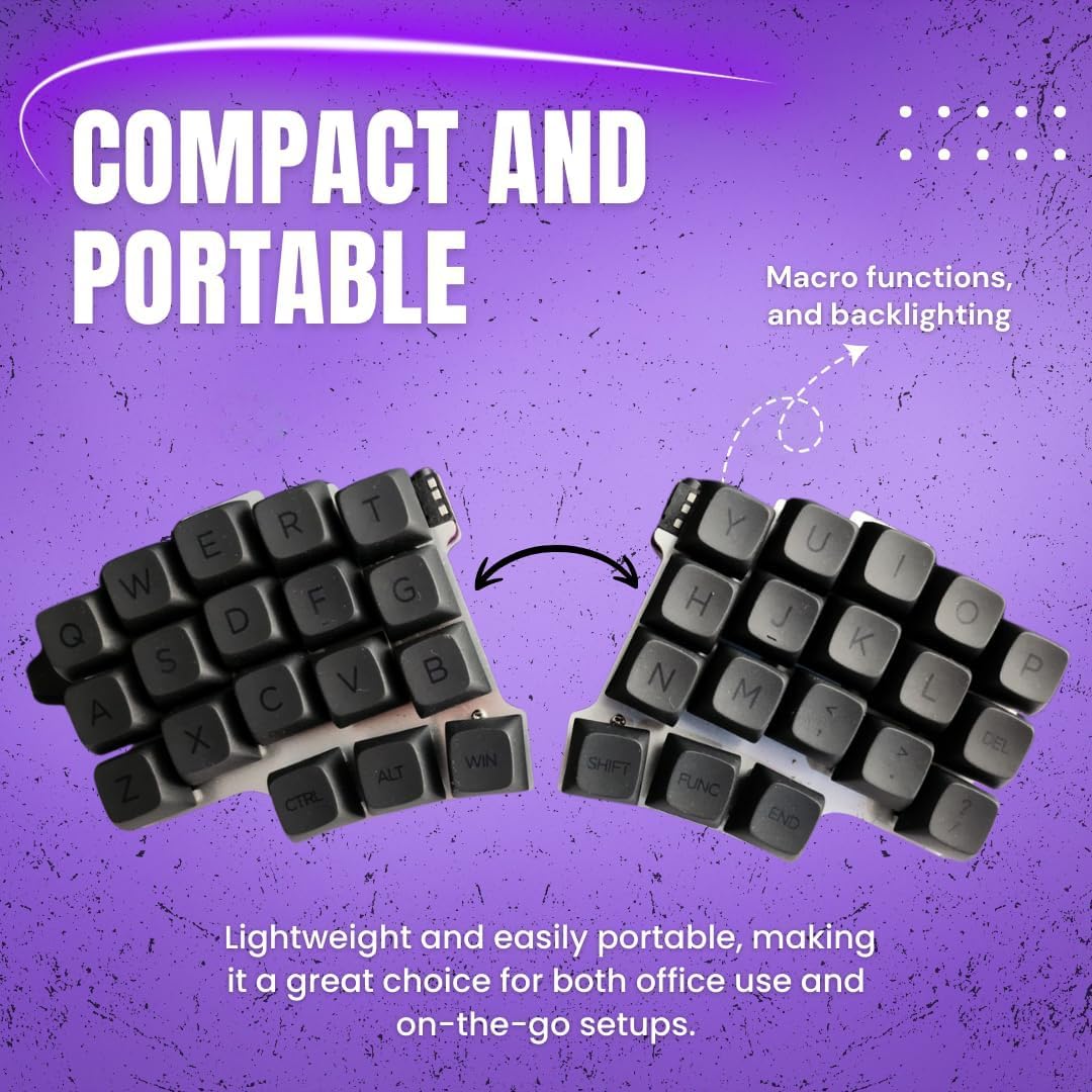 Clavier mécanique ergonomique divisé, alimenté par QMK, prise en charge du commutateur MX, disposition à 36 touches avec rétroéclairage RVB, connectivité USB-C, touches et commutateurs