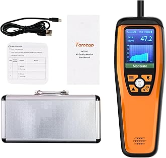 Temtop M2000C 2nd Generation Air Quality Monitor PM2.5 PM10 Particles CO2 Data Export Settable Audio Alarm Easy Calibration