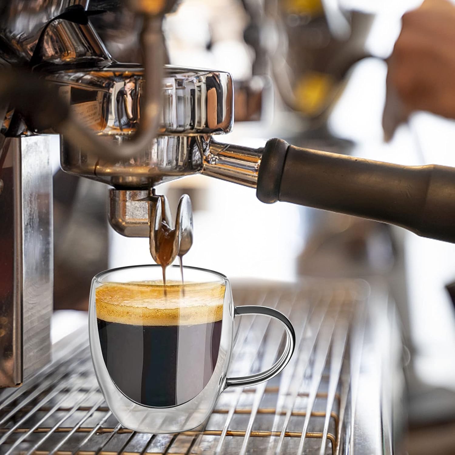 KAMEUN 250ml Latte Glasses, Double Walled Glass Coffee Mugs, Cappuccino Macchiato Cups Set of 2, Borosilicate Heat Resistant Cup for Espresso Tea Bag Beverage Milk Juice Ice Cream - 250ML 5 71si bval9L. AC SL1500