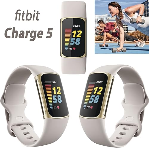 Miniatura 2 de Fitbit Charge 5 Advanced Fitness & Health Tracker (blanco) con GPS integrado, herramientas de gestión de estrés, paquete con 2 correas de reloj,