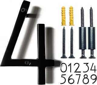 NACH Floating House Numbers, 6 inch Aluminum Black House Numbers for Outside - Number 4, Door Numbers with Mounting Hardware