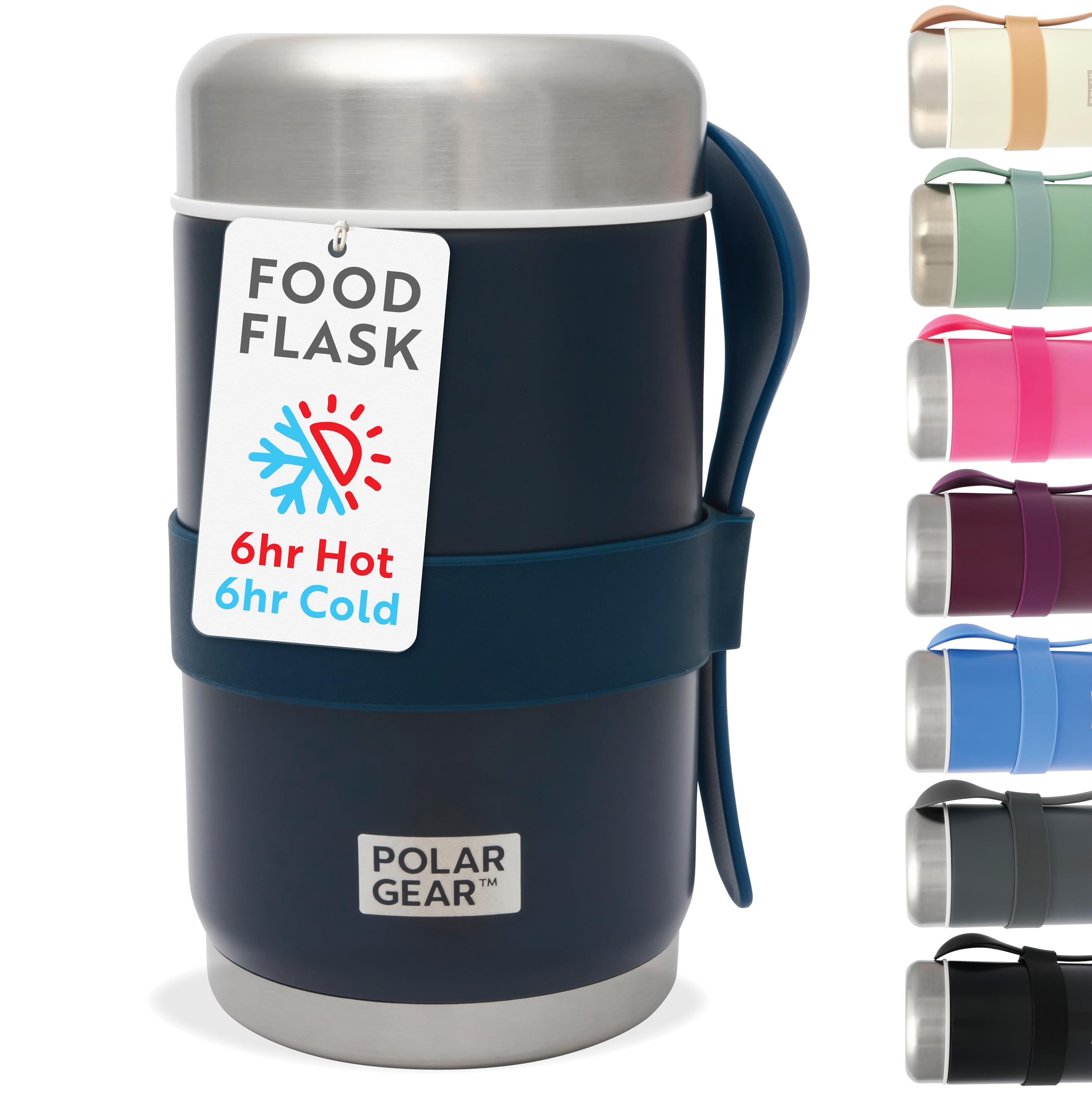 Polar Gear Indigo 520Ml Insulated Food Flasks For Hot Food – Double-Wall Stainless Steel Hot Food Flask With Spoon – Thermal Lunch Box Keeps Meals Drinks Hot Or Cold For 6 Hours – Leakproof Soup Containers (Indigo)