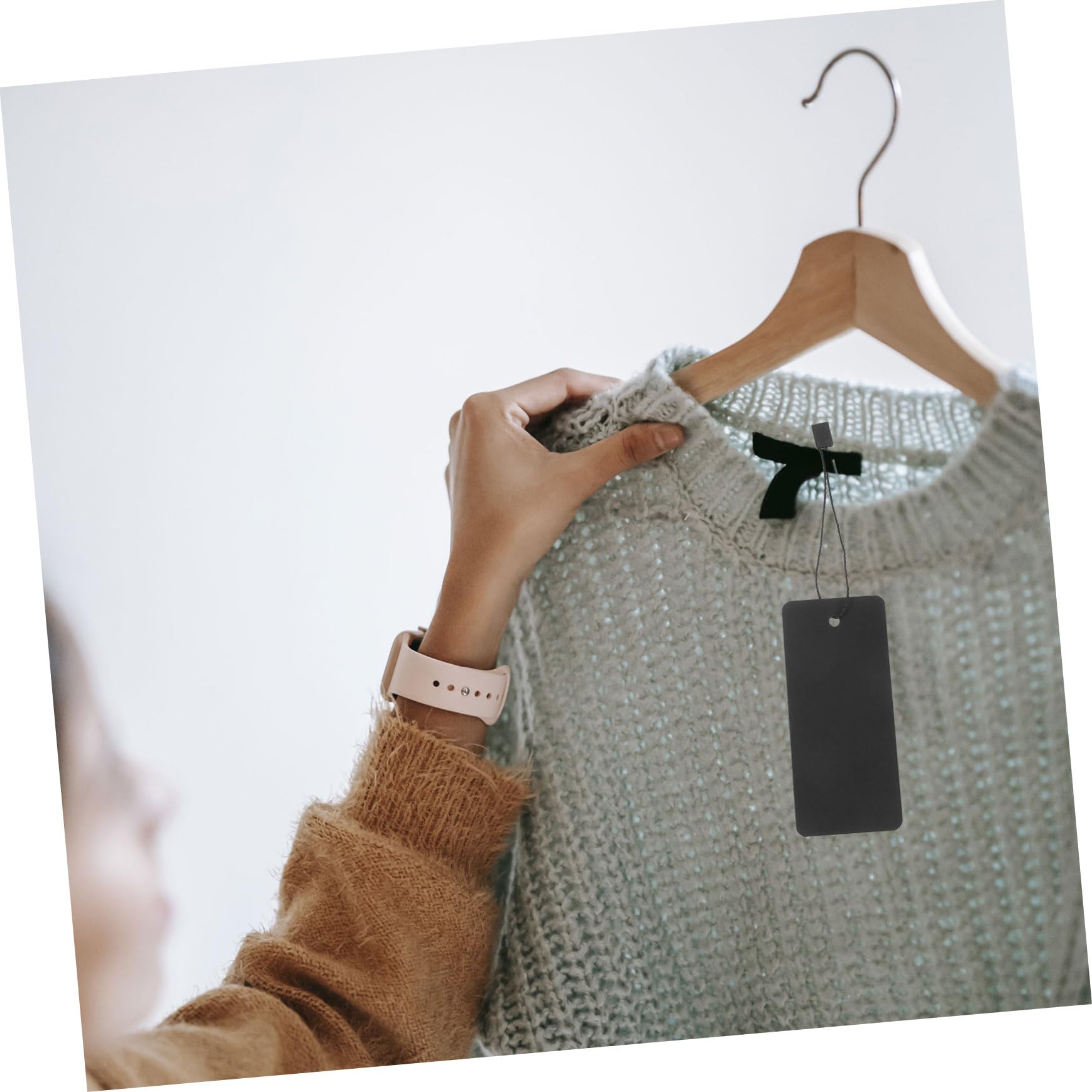 jojofuny 600sätze Preisetiketten Mit Schnur Minimalistische Papier-hängeetiketten Für Kleidung Schmuck Und Kunsthandwerk Schwarz Für Befestigen