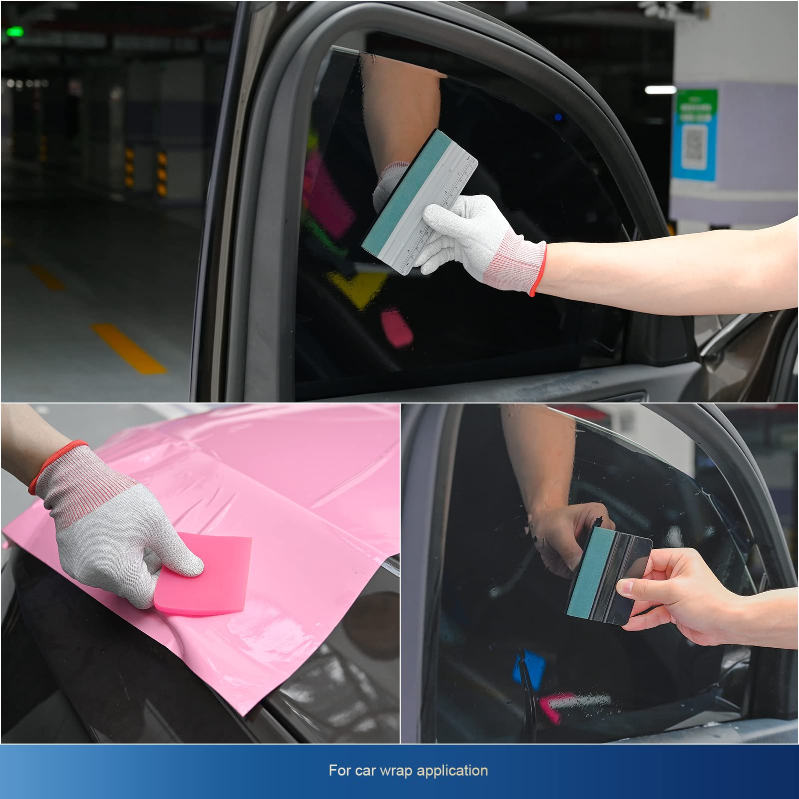 EHDIS Kit Covering d'outils de Film avec Flacon pulvérisateur 500 ML pour Emballage de Voiture, Film de Voiture, Encre Window avec raclette, Couteau, grattoir, extracteur de fenêtre, Gants