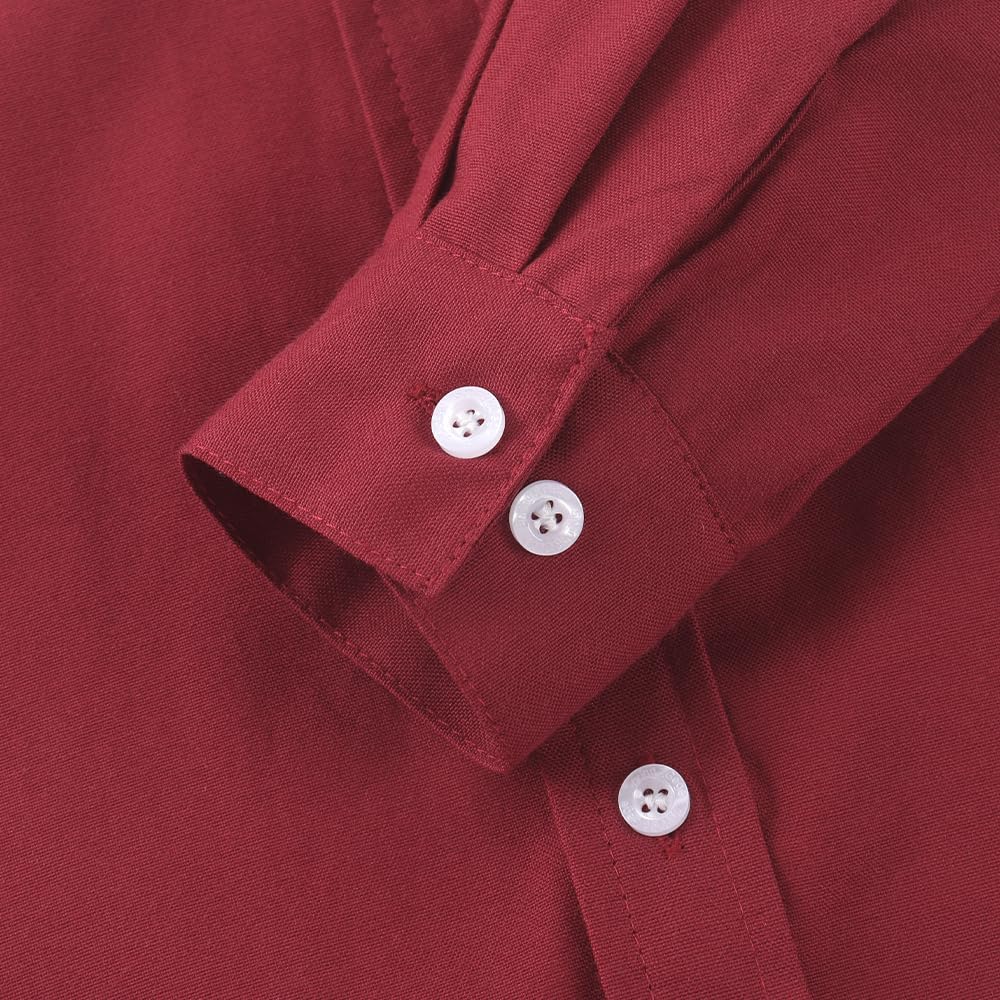 Spring&Gege Boys' Long Sleeve Dress Shirts Formal Uniform Oxford Solid Classic Collared - Image 5