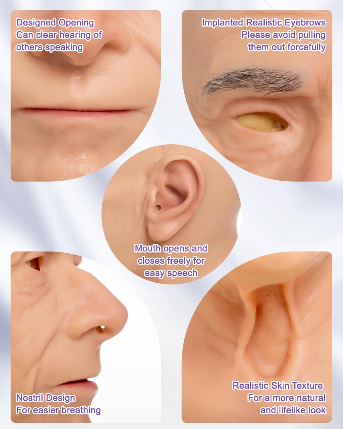 Silicone Old Man Mask Realistic Human Face Head Mask for Man Silicone Full Head Mask Halloween Cosplay