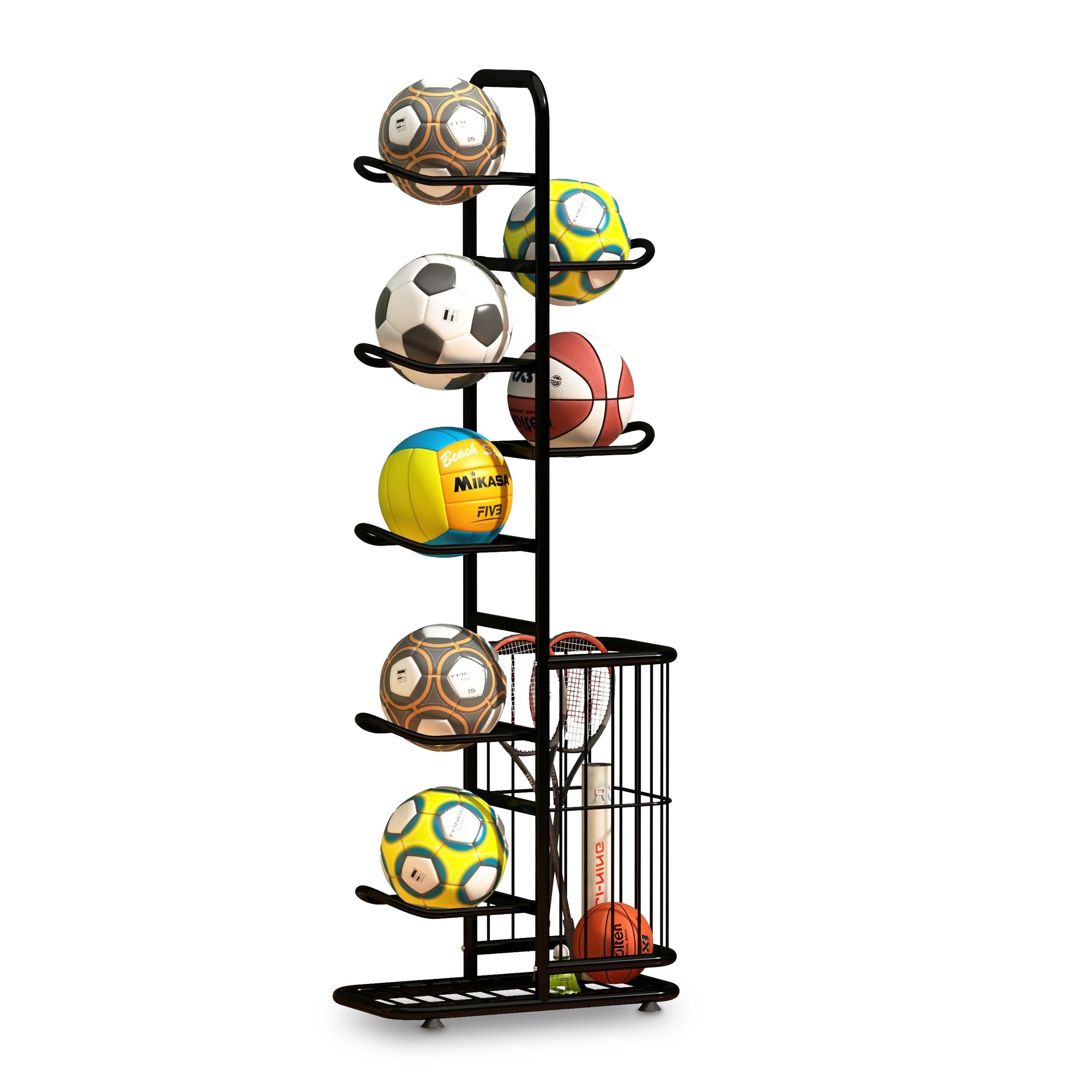 Portapalloni Relaxdays, per palloni, con cestello, Metallo, Porta palloni per Basket e Calcio, Varie Dimensioni e Colori
