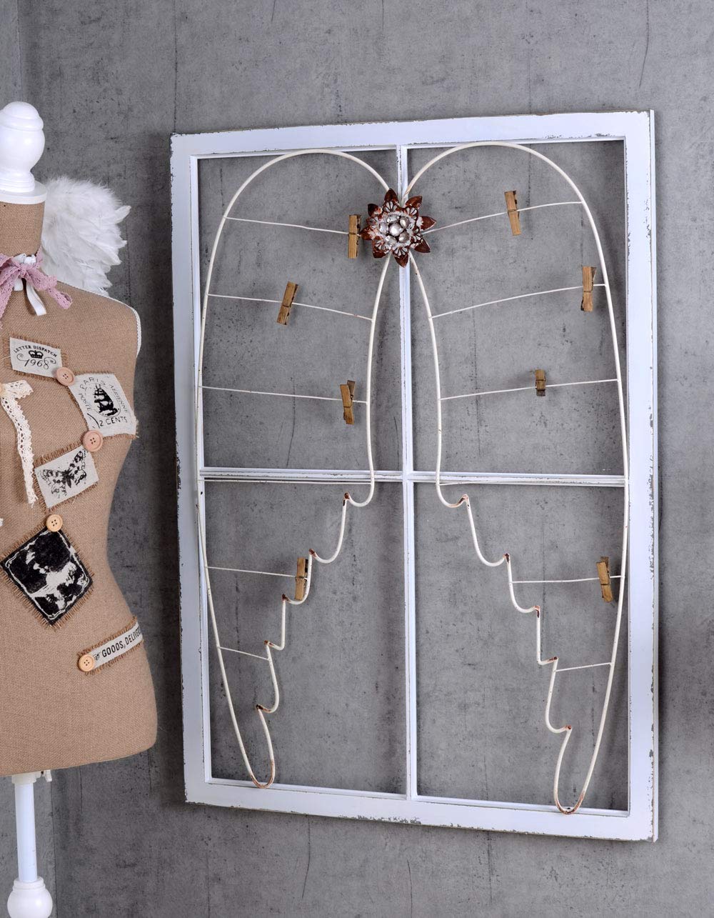 Wandboard Shabby Chic Engelsflügel Vintage Memoboard Weiss Fenster etg096 Palazzo Exclusiv