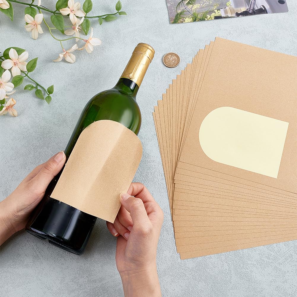 PH PandaHall 80pcs Wine Bottle Labels Writable Wine Bottles Arched Bottle Label Stickers for Lazer Write Blank Waterproof Kraft Labels for Jar Tins Sealing Home Chateau Wedding 4.7x3.5 Inch - Image 3