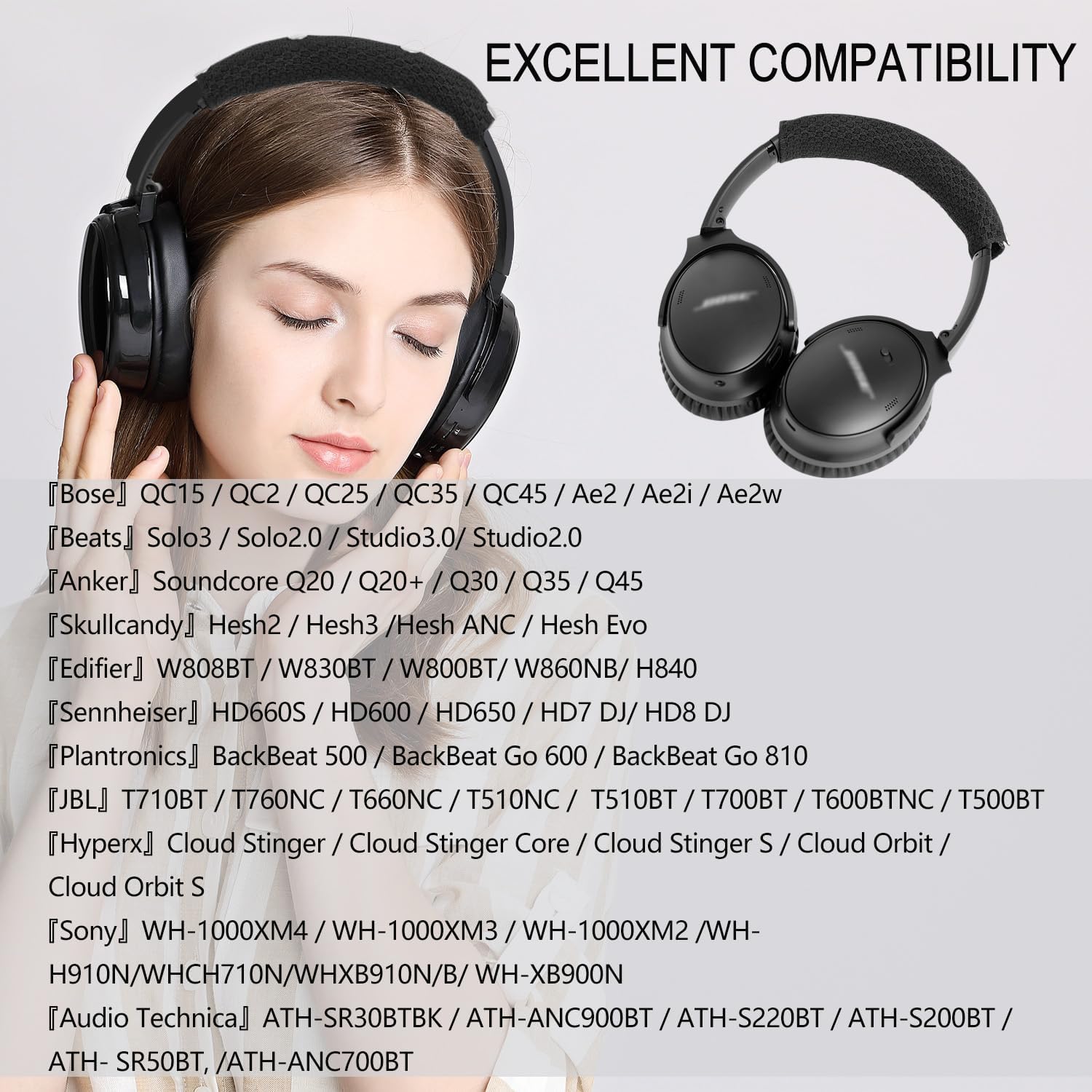 Replacement Headband Cover for Bose QC35, QC25, JBL, Anker Soundcore, Sony image 2