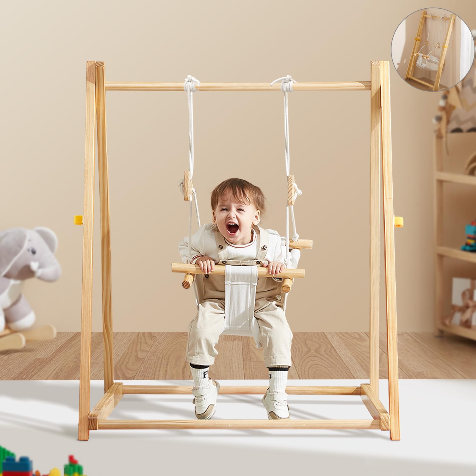 Foldable Baby Swing Frame, Heavy Duty Metal A-Frame Swing Sets