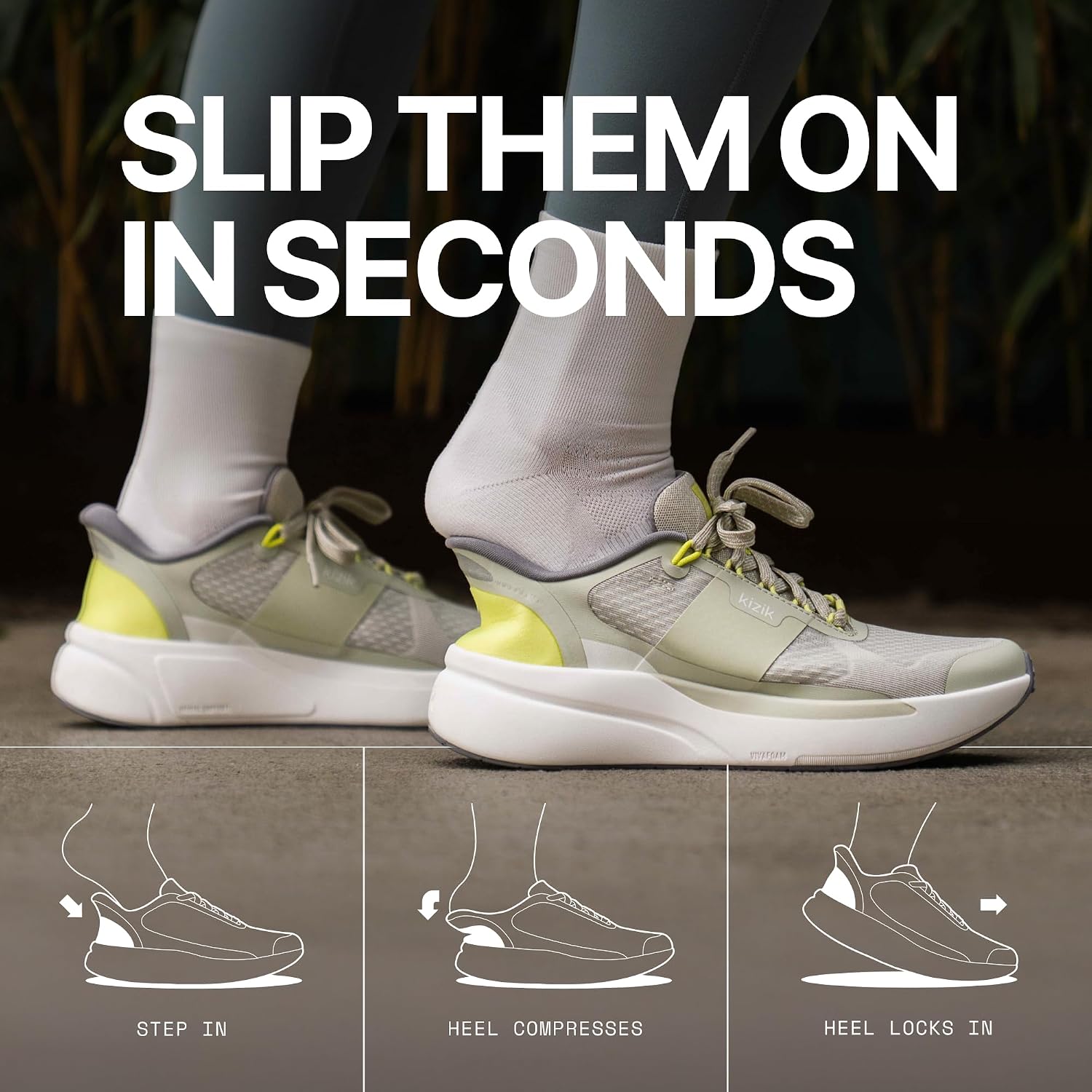 Kizik Freedom Run Slip On Running Shoes for Men: Comfort for Long Runs, Step in & Take Off with Hands Free Convenience, Wide Toe Box Available