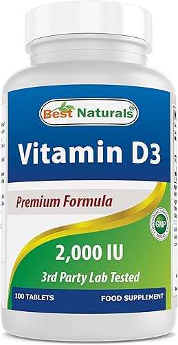 Miniatura 8 de Best Naturals Vitamina D3 2000 UI (50 mcg) - 100 tabletas - 100 días de suministro - Ayuda a apoyar la salud inmunológica, huesos y dientes fuertes,