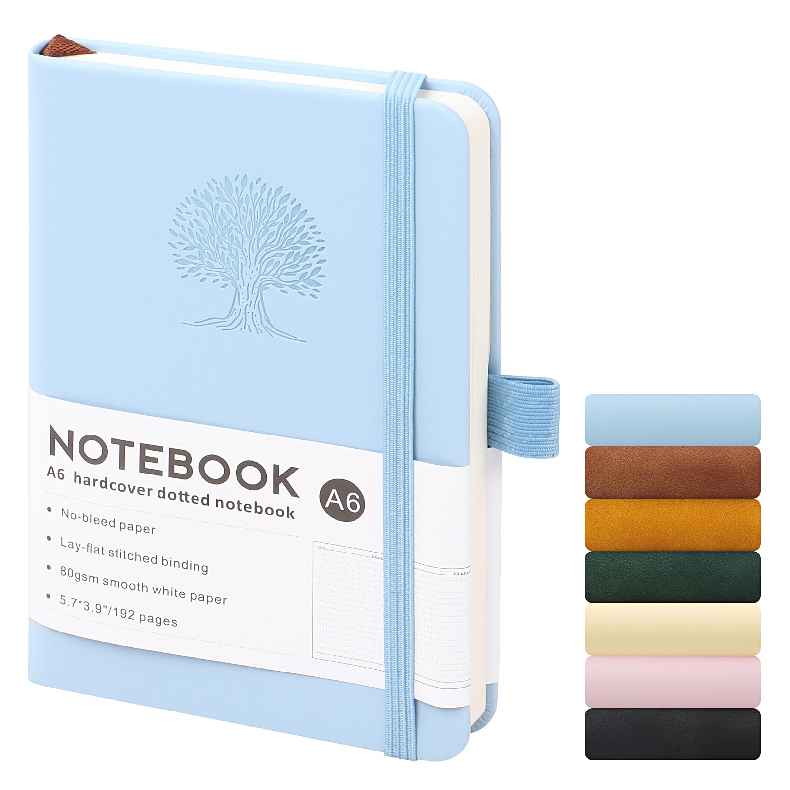 ztowoto A6 Tree Hardcover Notebook A5, Small Lined Thick Leather Notebook 192 Pages,5.7x3.9โA5 Journal with Pen Loop Ideal for Study,Office,Writing,Travel Records(Blue)