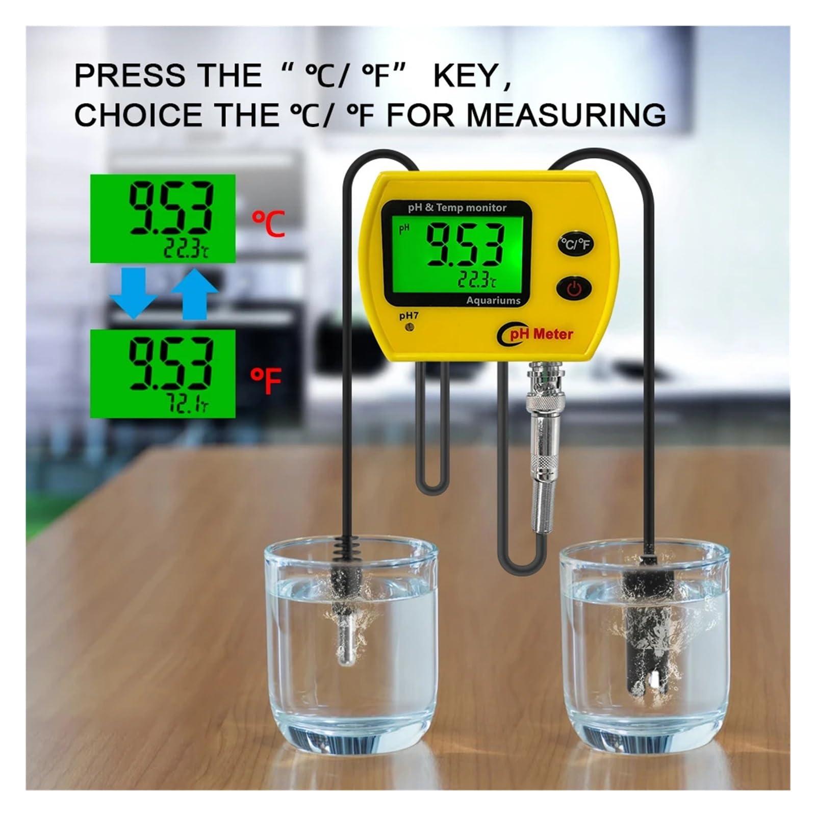 Misuratore PH con Retroilluminazione Online PH-991 Tester for Acquario Monitor Temperatura Strumento Acidimetro for Acqua della Piscina del Serbatoio Rilevamento Rapido E Preciso