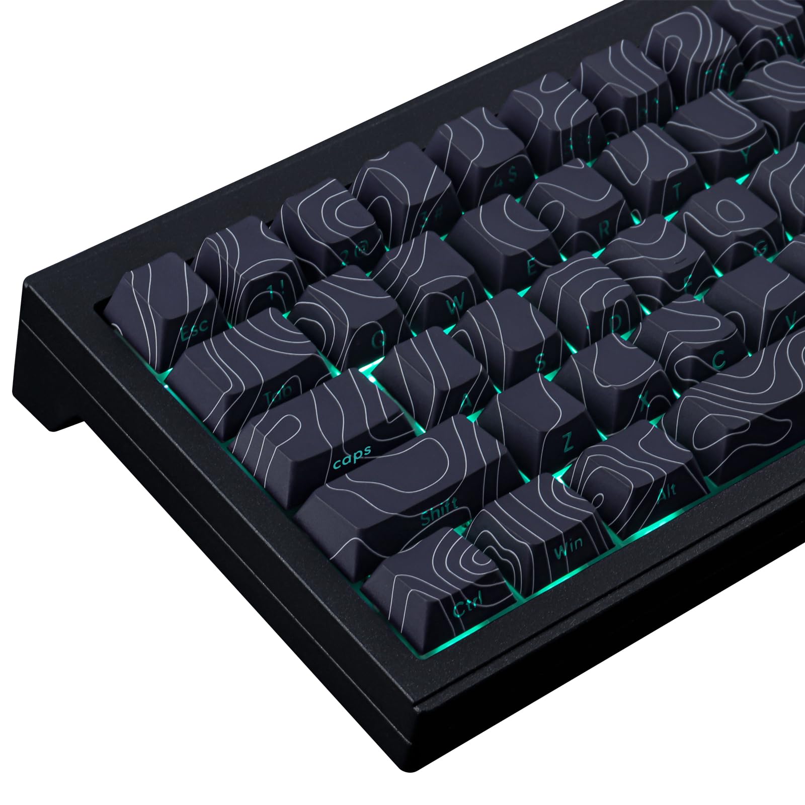 Sunzit Juego de teclas personalizadas de 135 teclas PBT, teclas topográficas de perfil de cereza para interruptores Cherry MX ISO/ANSI UK Layout mecánico