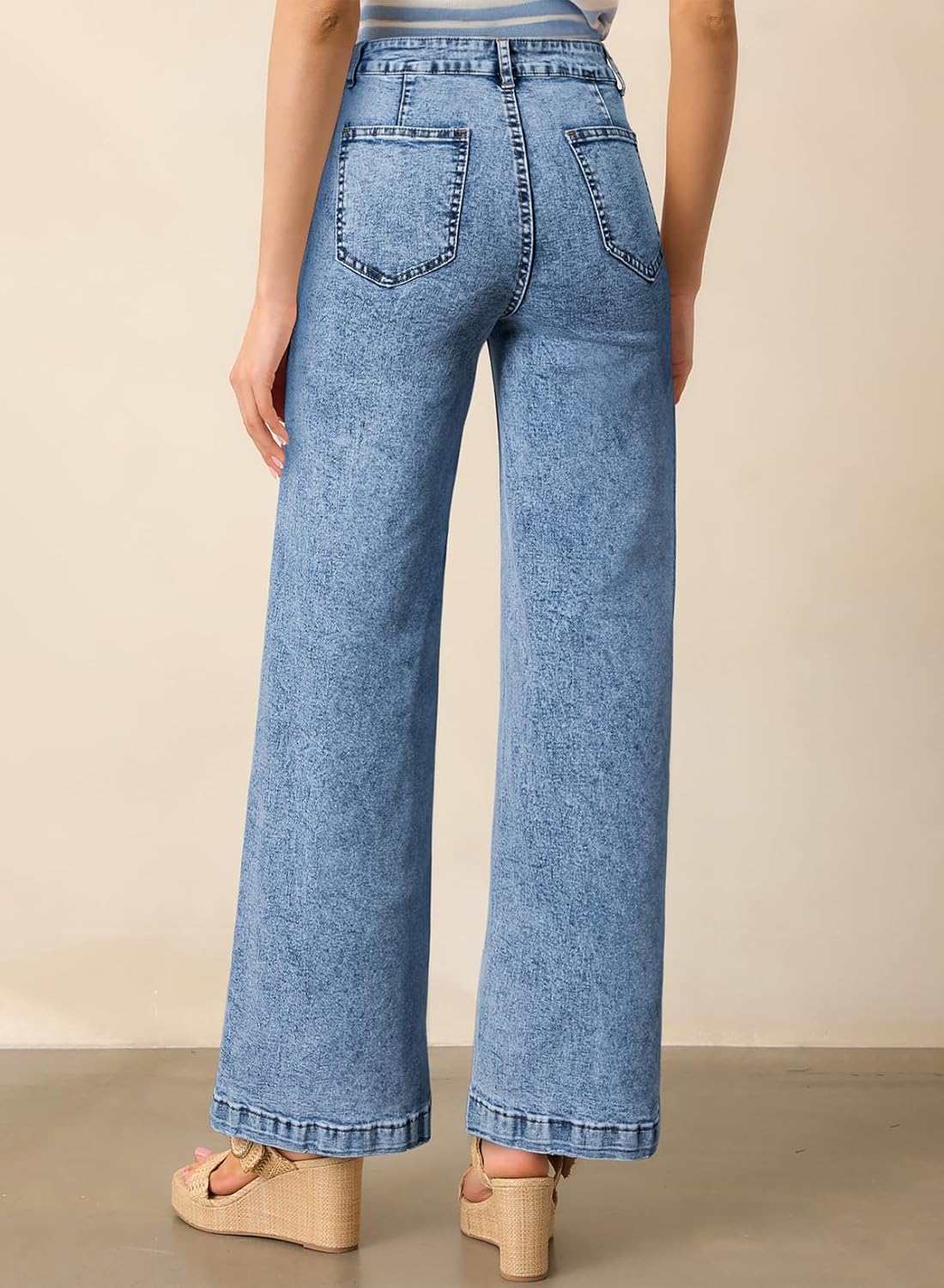 Astylish Womens Jeans Wide Leg High Waisted Stretchy Straight Leg Jeans Trendy Ankle Denim Pants with Patch Pocket - Image 2