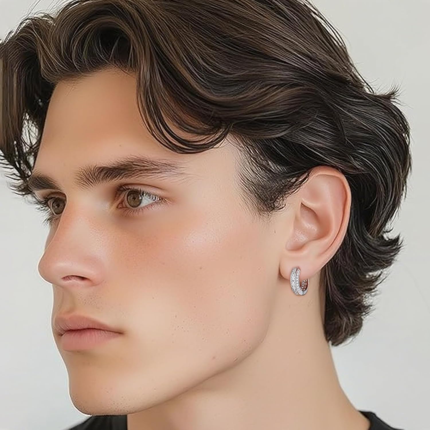 Luxury D-VVS1 Moissanite Huggie Hoops, 925 Sterling Silver 11mm Tiny Hoop Earrings 18K White Yellow Gold Plated Hypoallergenic for Women & Men Fashion Jewelry Gift Valentine's Day - Image 4