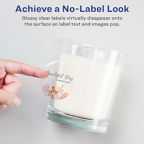 Miniatura 2 de Avery Etiquetas redondas transparentes brillantes con alimentación segura, 1.75 pulgadas de diámetro, 200 etiquetas transparentes brillantes,