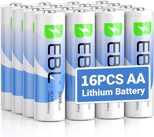 Miniatura 7 de EBL Paquete de 16 baterías de litio AA de 3000 mAh, 1.5 V, no recargables de alto rendimiento, pilas de litio AA para dispositivos de alta tecnología