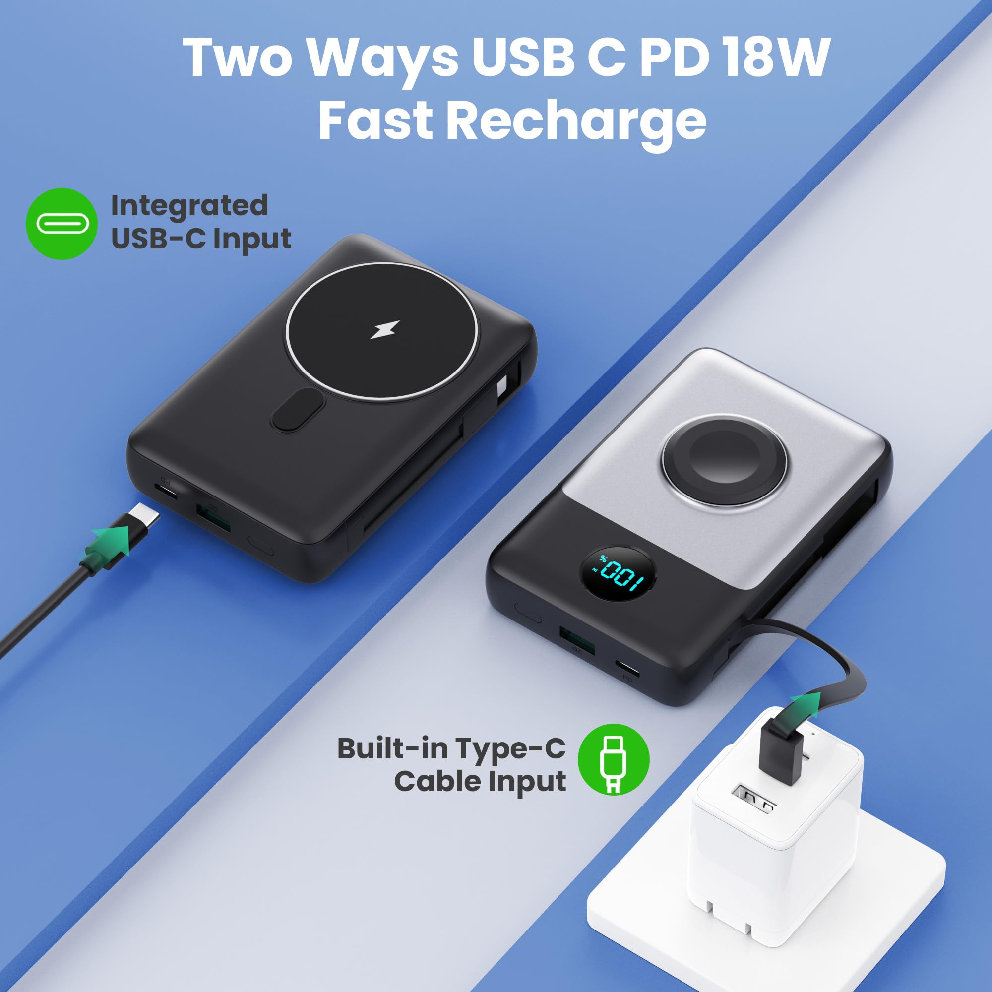 anewell VIVO ポータブルマグネティックシンクロナイザー Amazon.com: 6 in 1 Magnetic Portable Charger for iPhone with Built
