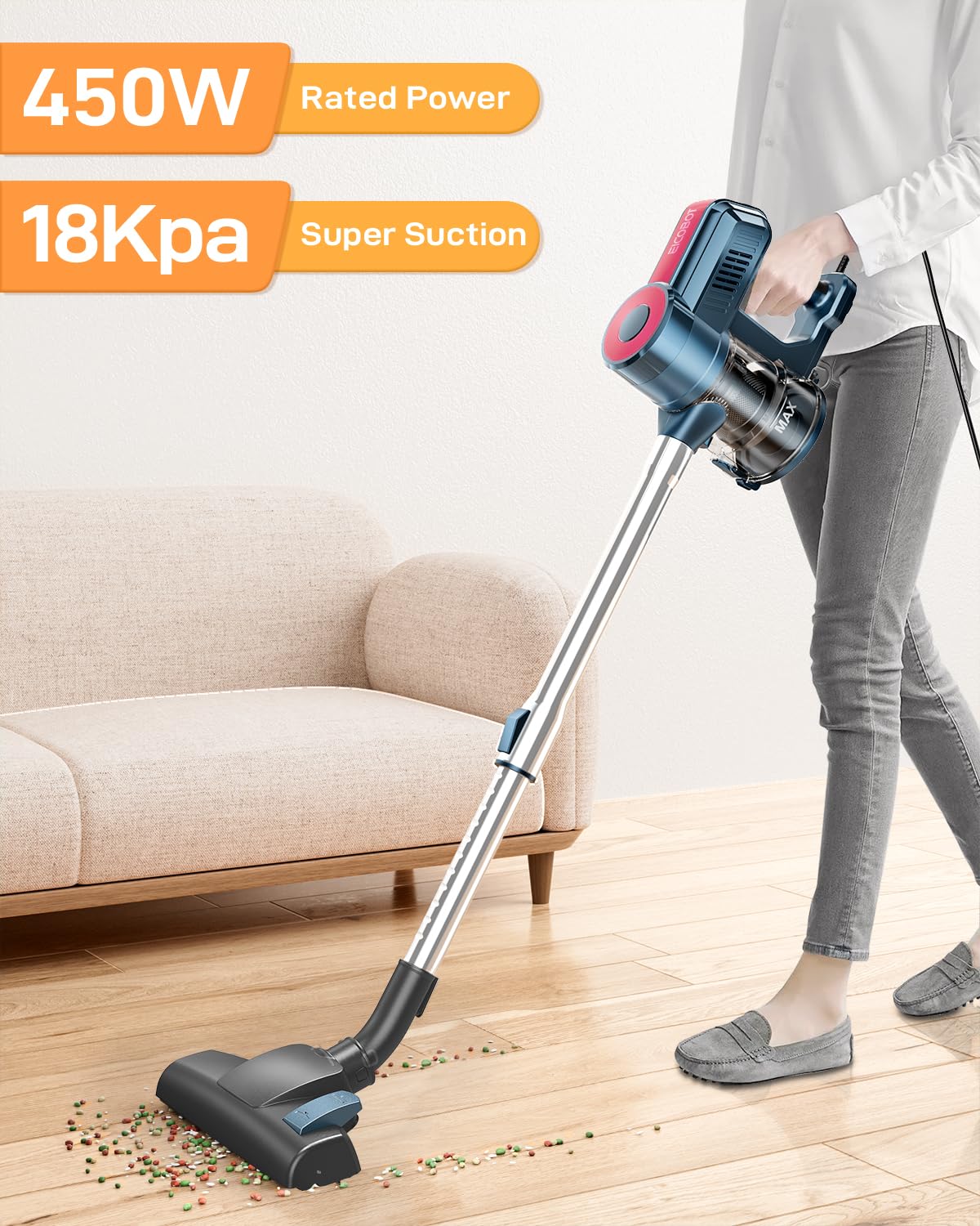 Corded Vacuum Cleaner, 500W Powerful Vacuum Cleaner