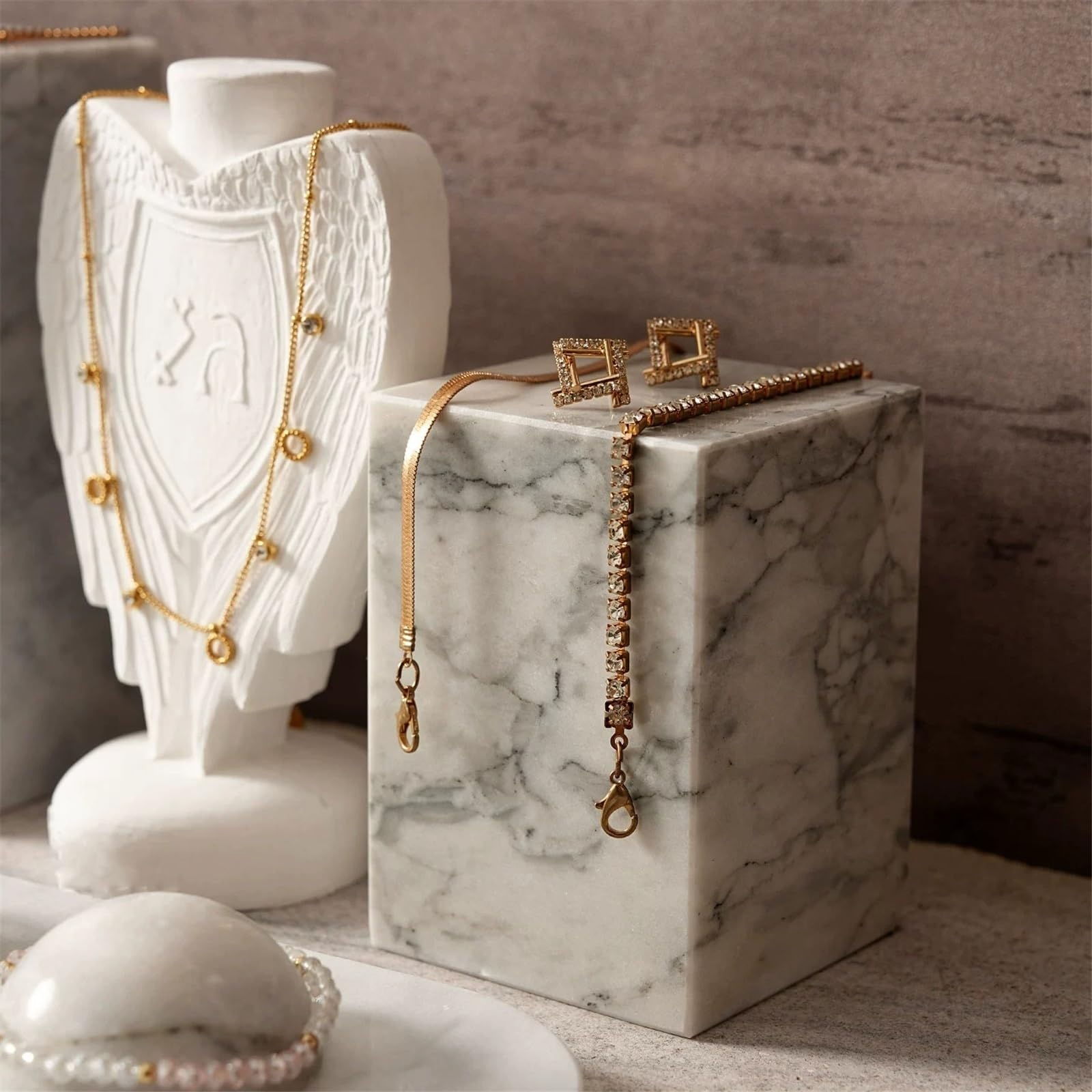 Soporte de joyería 11 Pcs Marble and Gypsum Jewelry Display Stand Set Organizador de Joyas