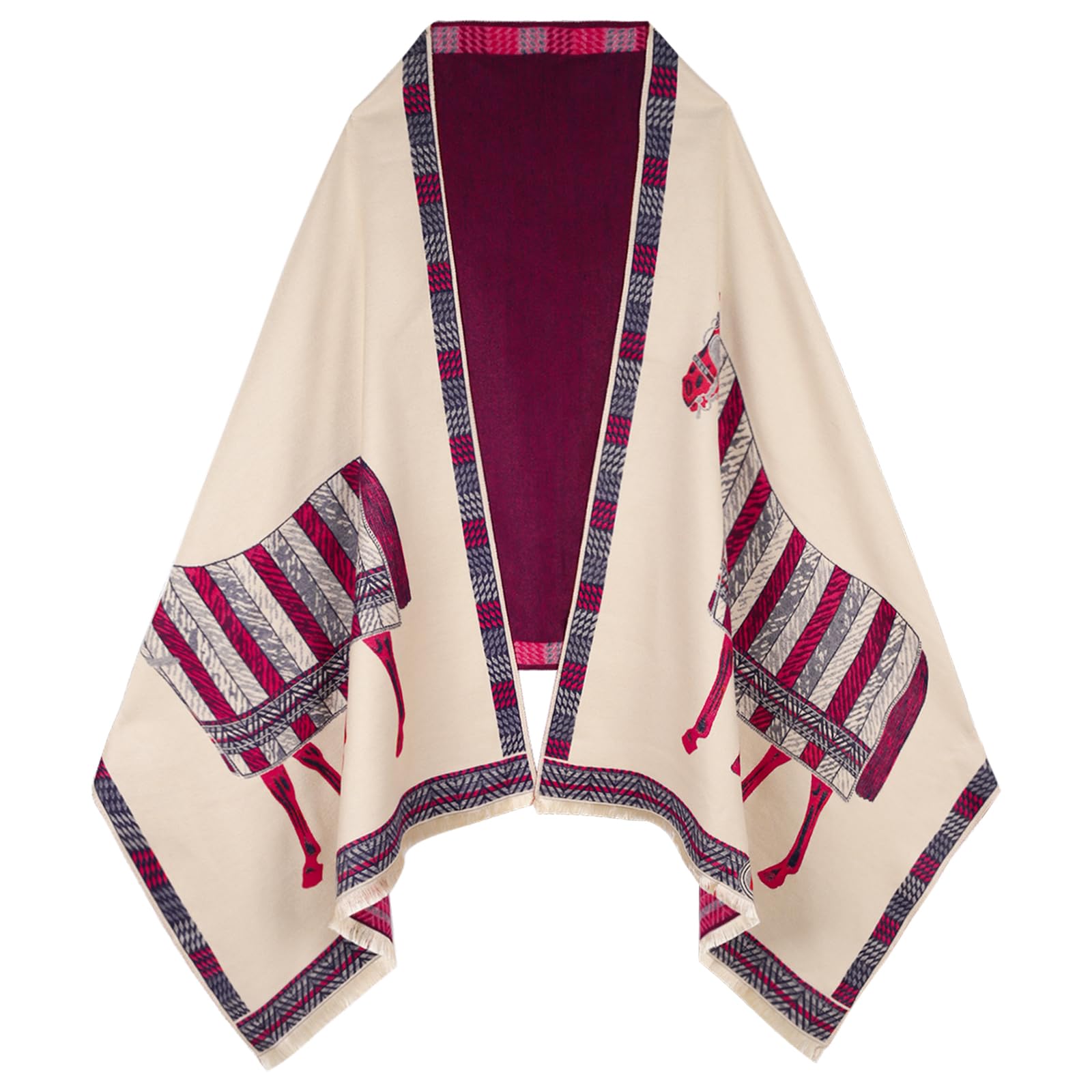 EXTREE Scarfs for Women Pashmina Silky Shawl Wrap for Evening Dressing Blanket Open Front Poncho Cape