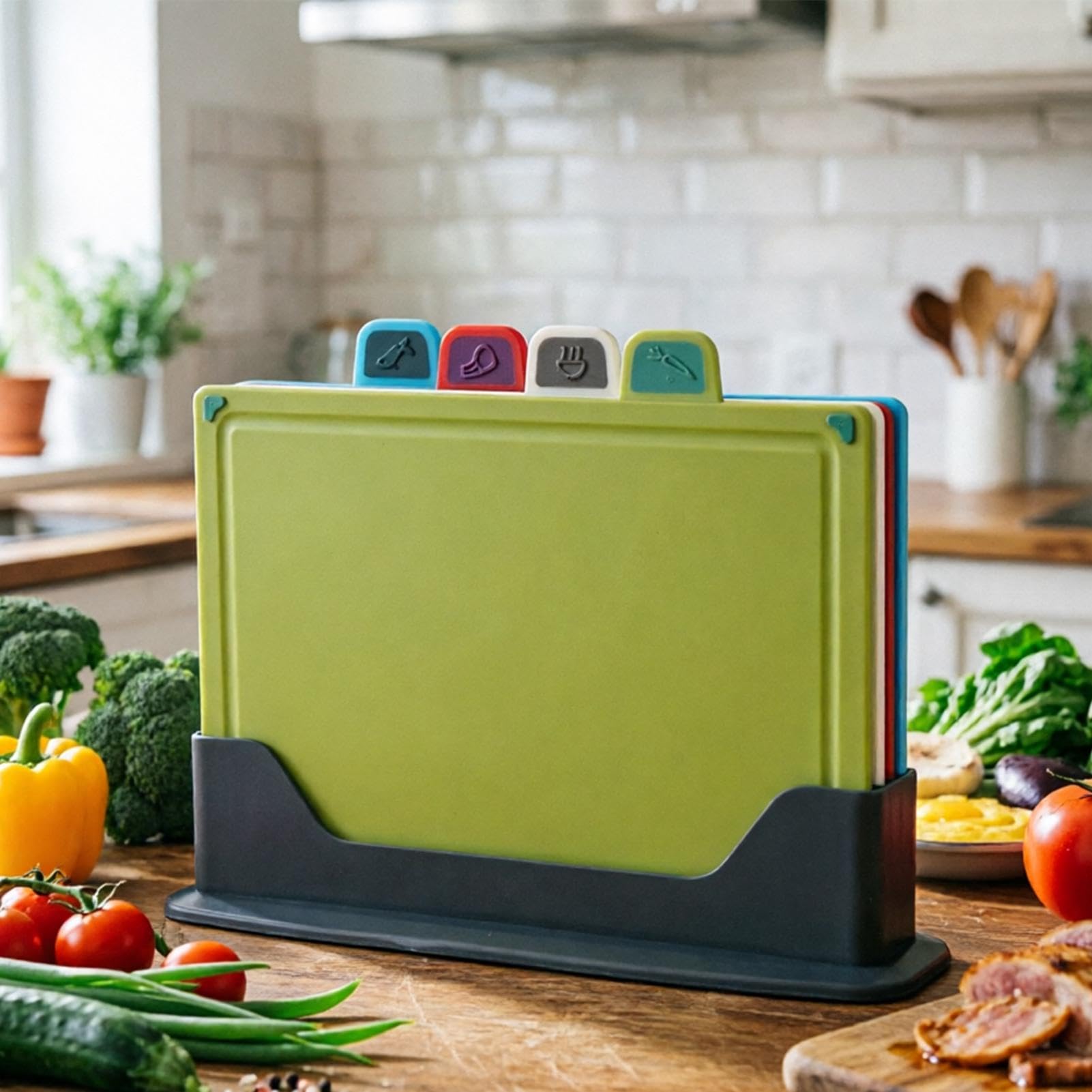 Tabla De Cocina Para Cortar 4 Piezas Bandeja Organizadora Antideslizante | Fácil Limpieza Tabla De Cortar Para Carne Verduras Queso Pan Pasteles Sushi Cocina Casera Viaje Camping Al Air