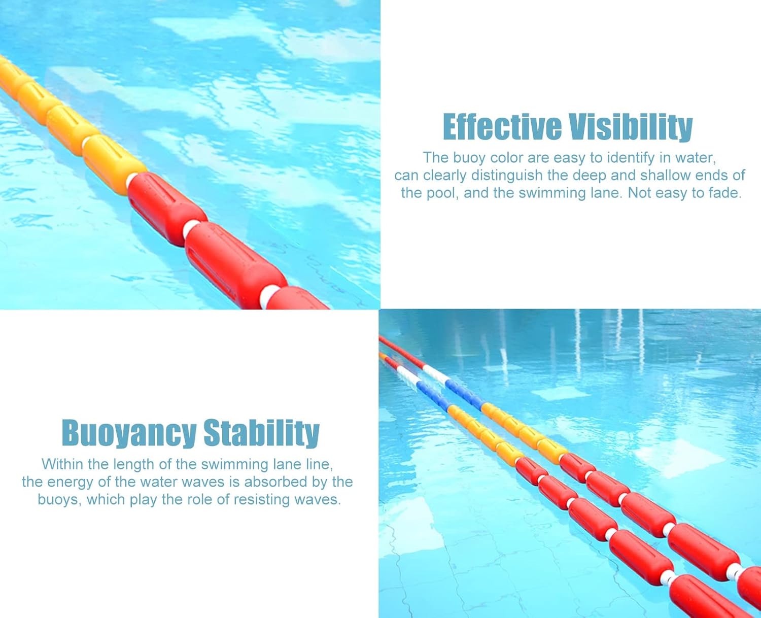 Swimming Pool Safety Rope Float Outdoor Bath Beach Floating Safety Divider Rope - Deep Shallow End Divider Line, Preassembled Swimming Pool Rope Float Keepers, 1-10m,Nylon Rope Style-5m/16.4