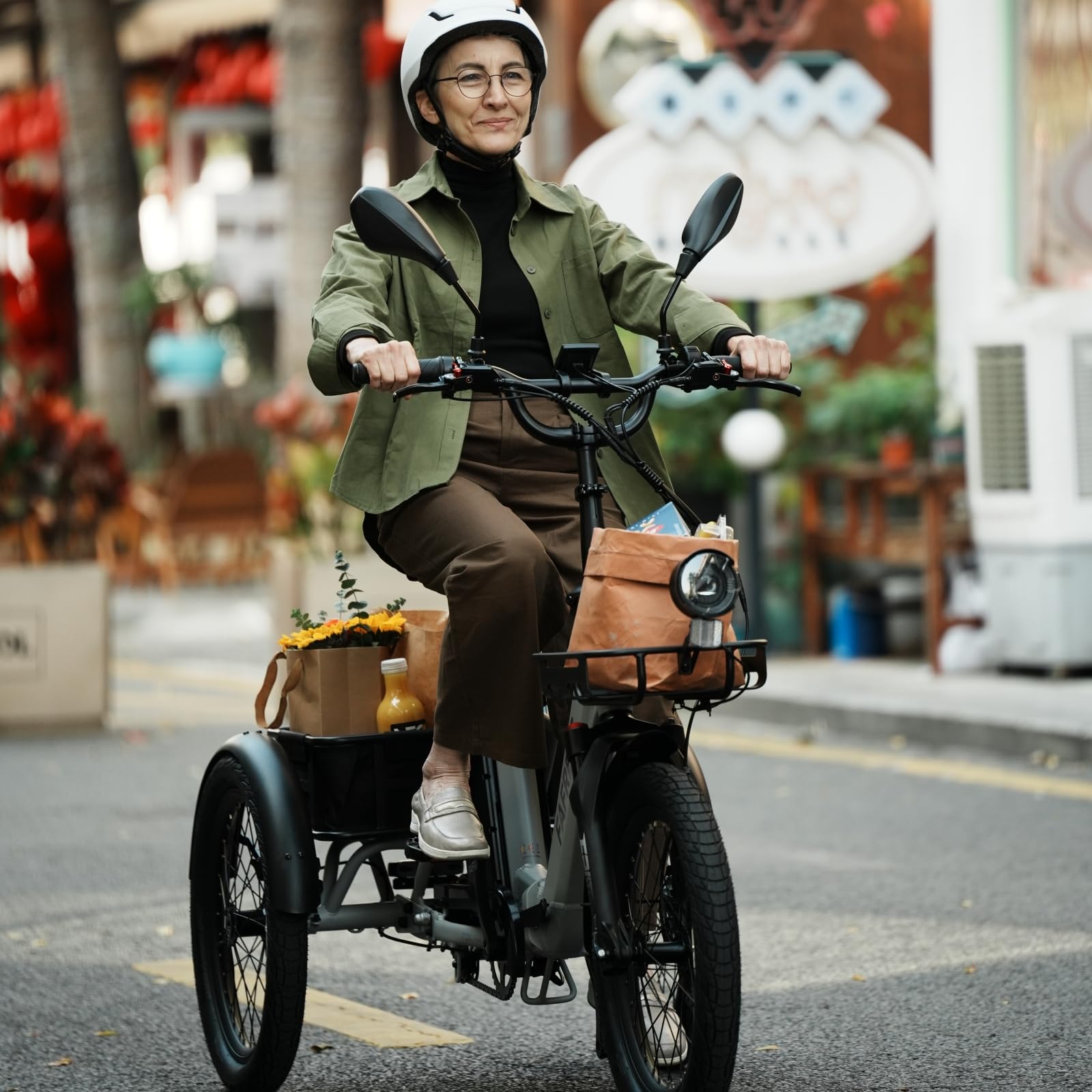Fafrees Triciclo Elettrico F20 MATE II, Bici da 250 W con 3 Ruote da 20"*2,5", Batteria da 25Ah 1200Wh, Cestino + Portapacchi, Triciclo Elettrico da Carico per Adulti e Anziani