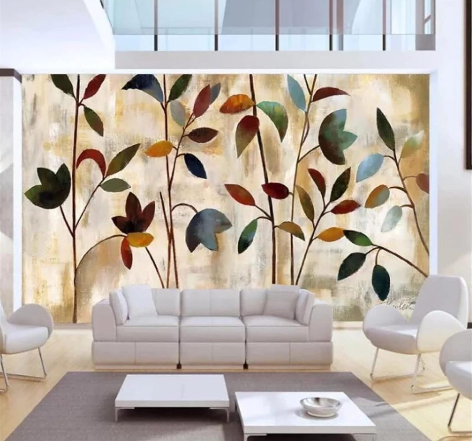 XLMING Retro Minimalist Hand Drawn Plants Art 3D Wallpaper Luxury Silk Study Dining Feature Sofa Grey Bedroom Living Room Tv Decorative Wall-400cm×280cm
