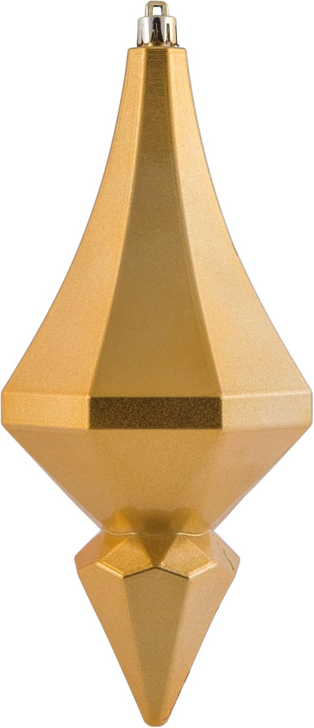 Vickerman 8" Candy Finish Diamond Finial Ornament, Shatterproof Plastic, Holiday Christmas Tree Decoration, 2 Pack, Copper and Gold