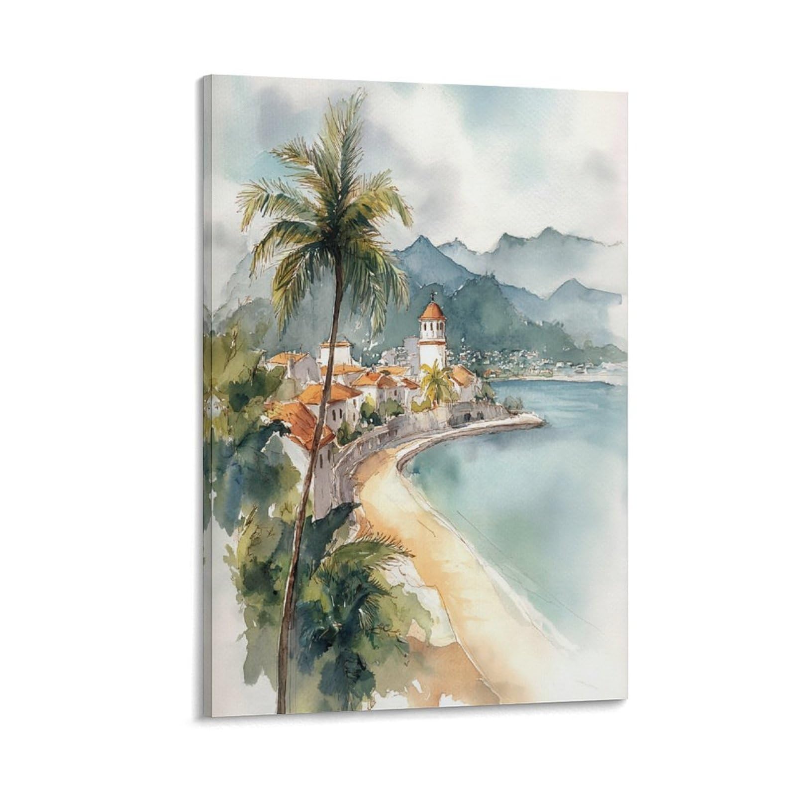 XWYMXZ Martinique Watercolor 20x30inch(50x75cm) Vintage Travel Poster Watercolor Canvas Art