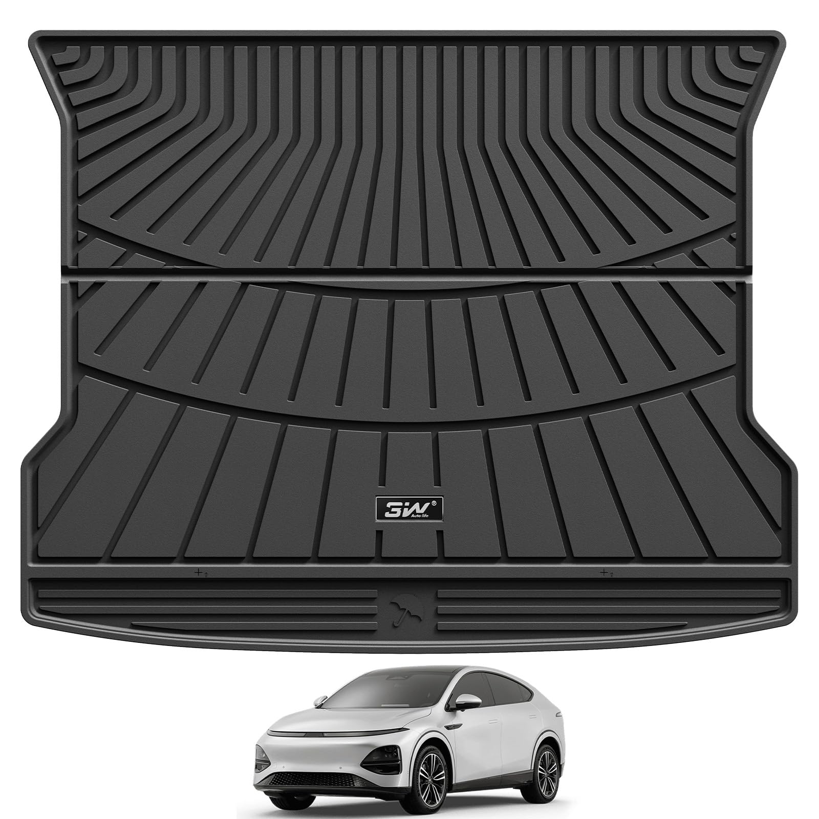 3W Alfombrilla Maletero para Xpeng G6 2023-2026,Thorex™ Alfombrillas Maletero de Coche para Todo Tipo de Clima para Xpeng G6 Juego Completo de Maletero, Accesorios, Negro